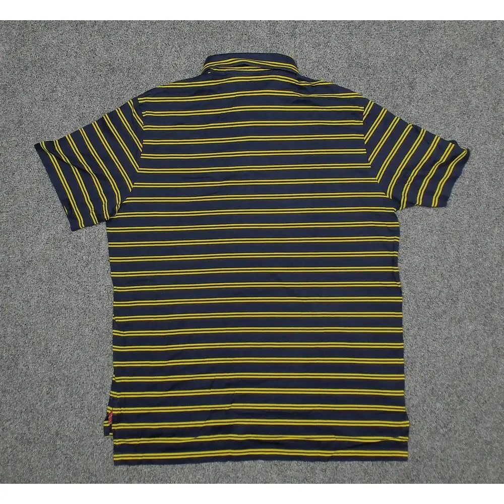 Polo Golf Ralph Lauren Vintage Y2K Striped Polo Shirt Mens XL Navy Yellow
